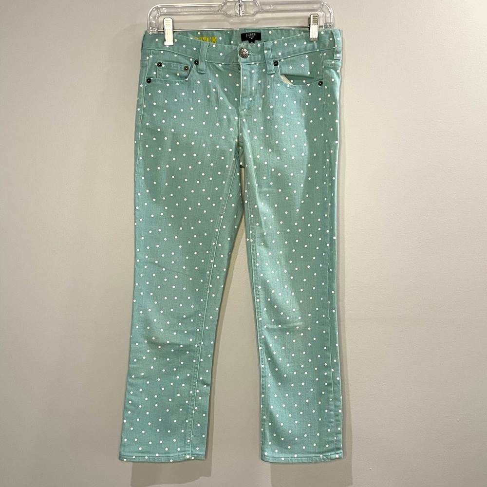 J. Crew Matchstick Mint Polka Dot Pant Sz 26